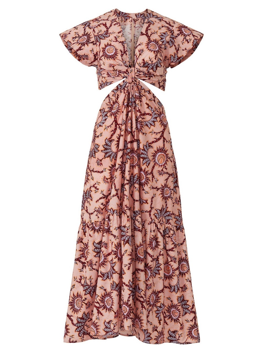A.L.C Alexandria Gathered Cutout Long Dress Pink